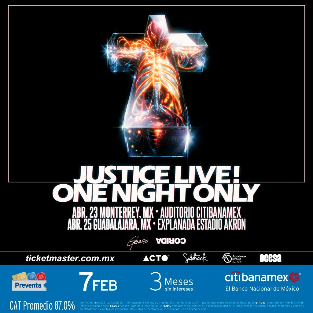 Fechas, venues, preventa y más sobre los conciertos de Justice en Guadalajara y Monterrey