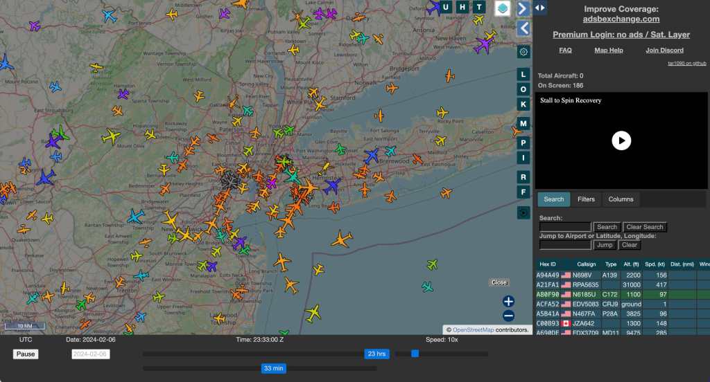Así se ve el rastreo de vuelos en vivo de ADS-B Exchange