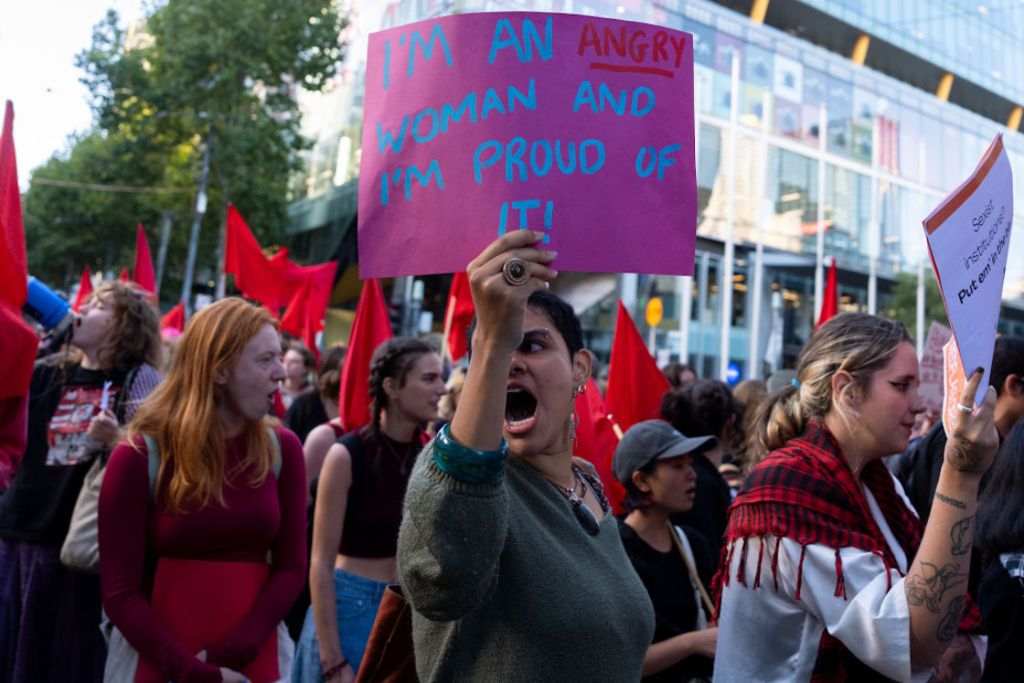 Mujeres australianas marcharon en Melbourne Australia por el Día Internacional de la Mujer.