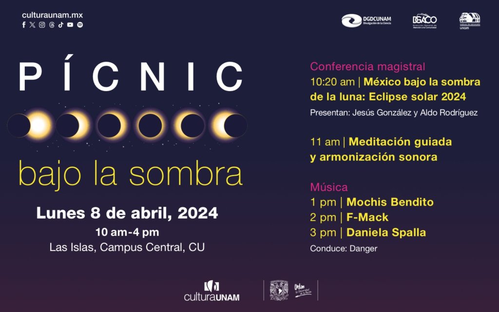 Eclipse solar 2024: Horario y actividades del pícnic UNAM y el concierto de Daniela Spalla