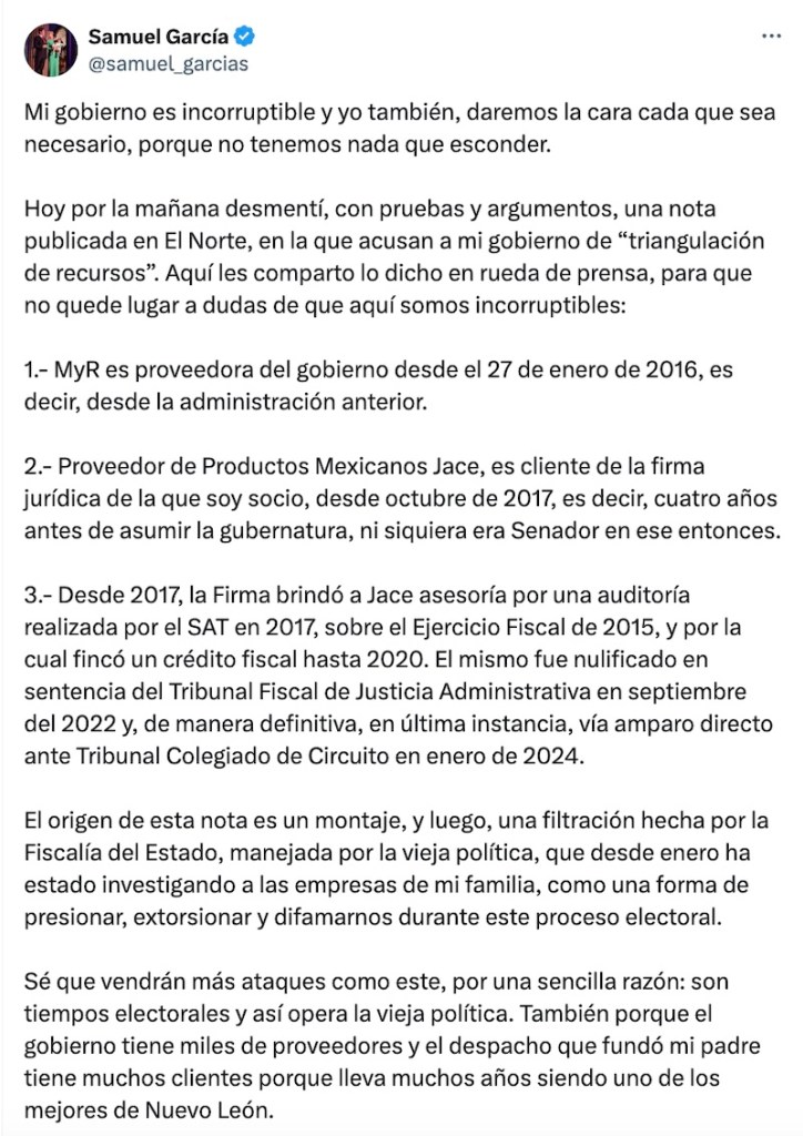 Samuel García y el caso del desvío de 200 millones de pesos a sus empresas