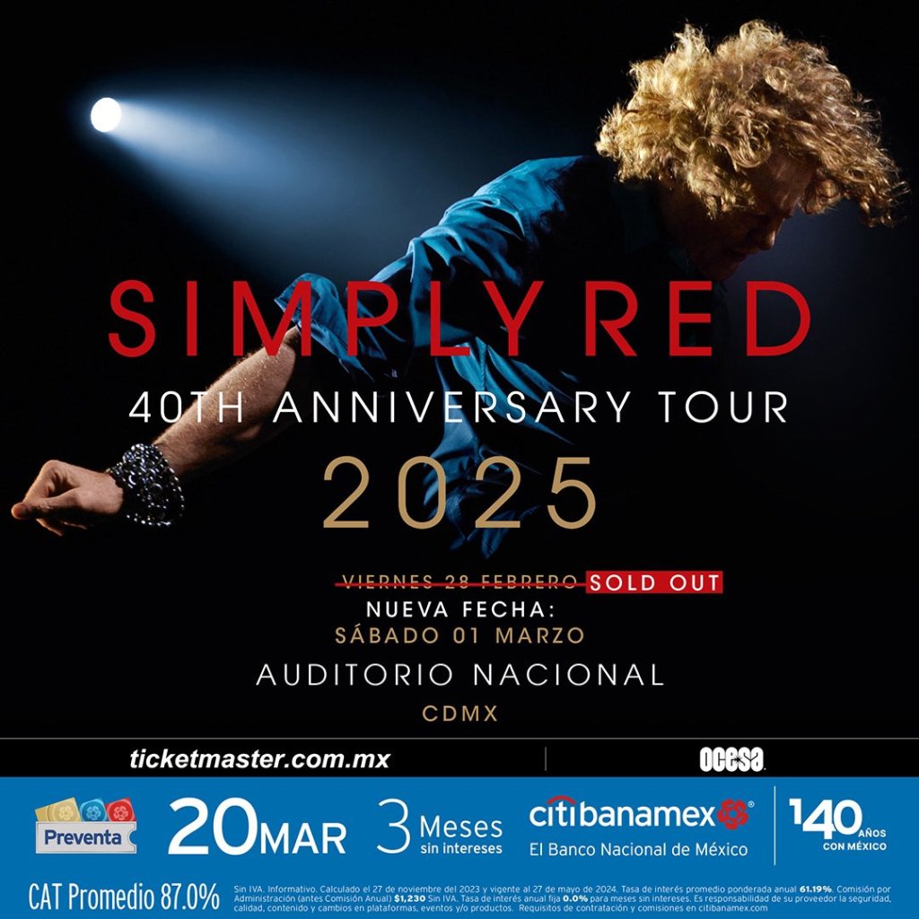 Fechas, lugar y venta de boletos para el concierto de Simply Red en México