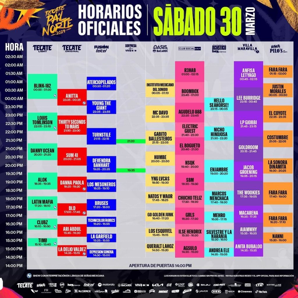 Horarios del Pal Norte 2024