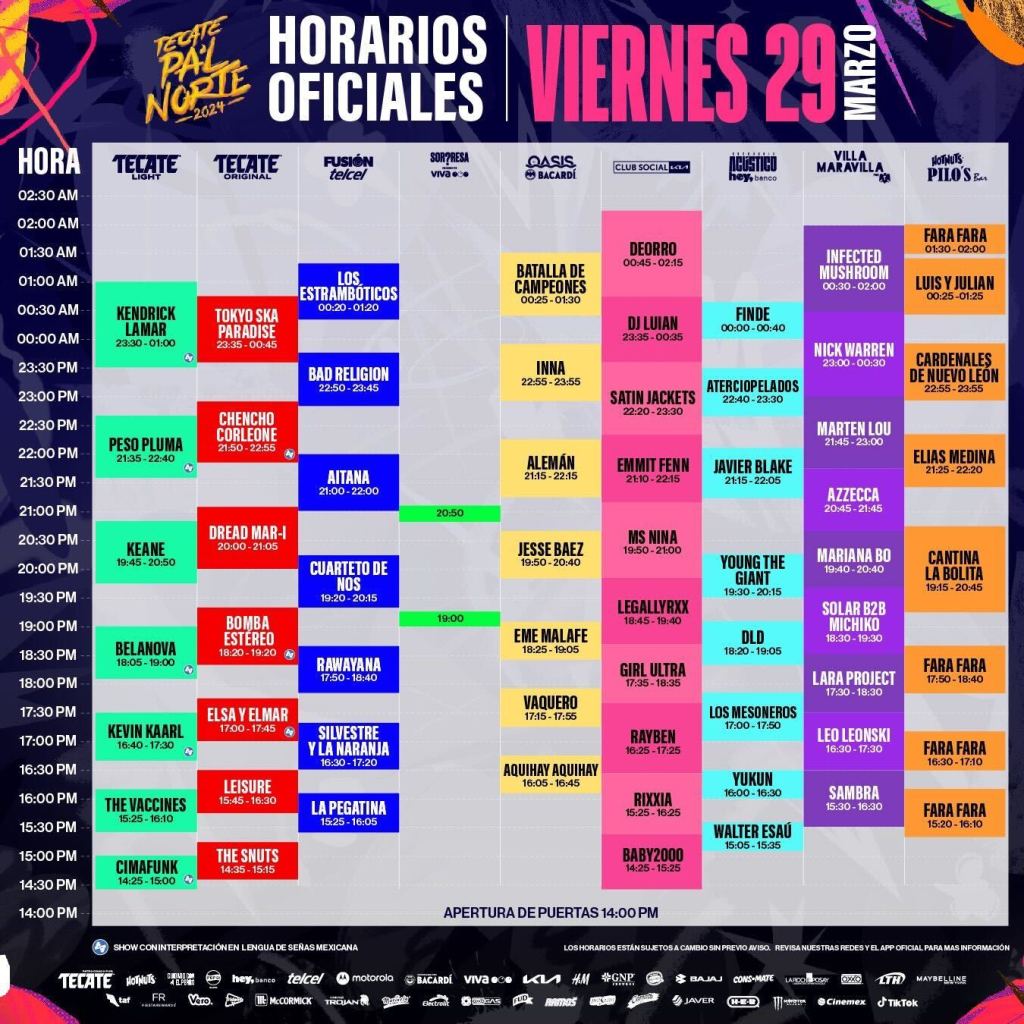 Horarios del Pal Norte 2024