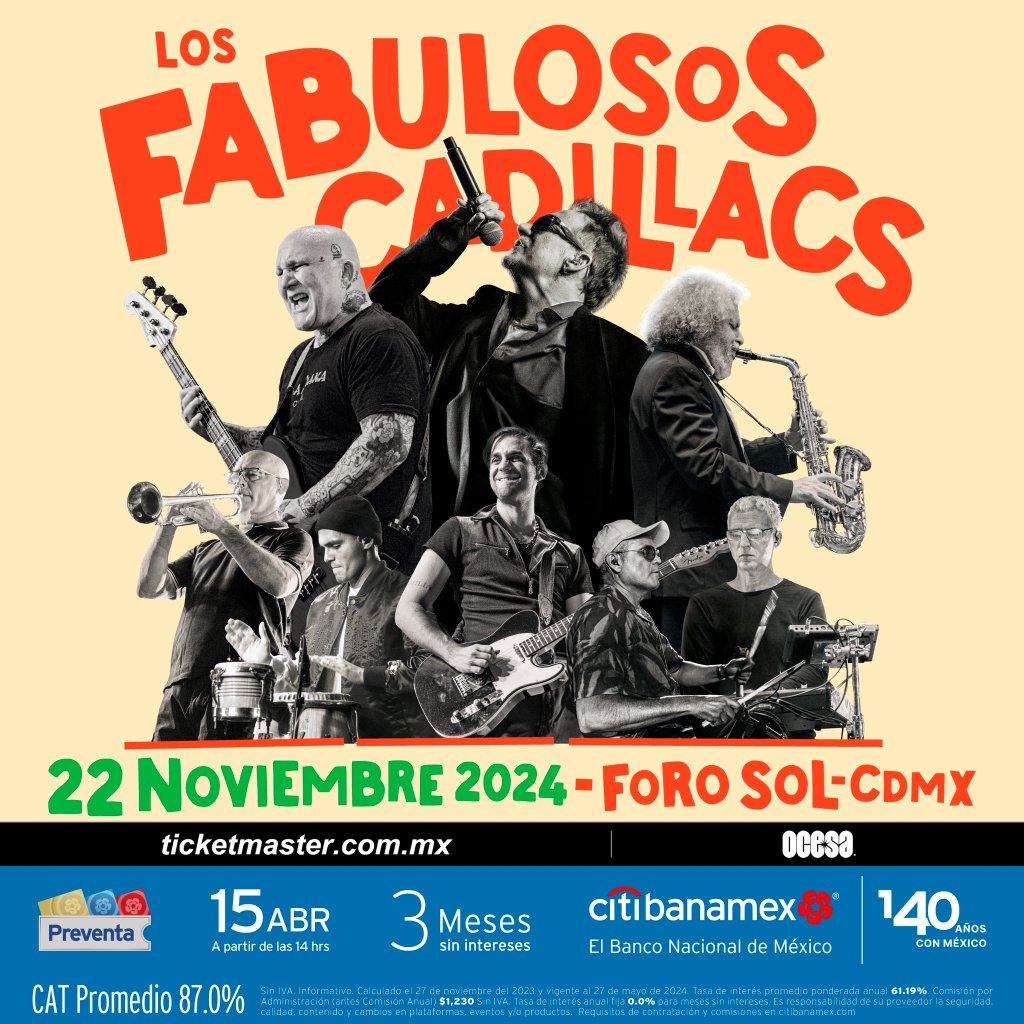 Fecha, precios y boletos para el concierto de Los Fabulosos Cadillacs en el Foro Sol