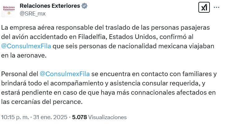 Se estrella avión con mexicanos en Filadelfia