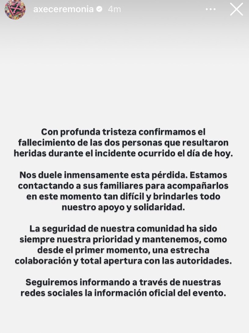 Versión oficial del AXE Ceremonia sobre el incidente