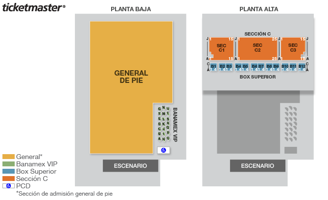Mapa del Pepsi Center para el concierto de Kamasi Washington