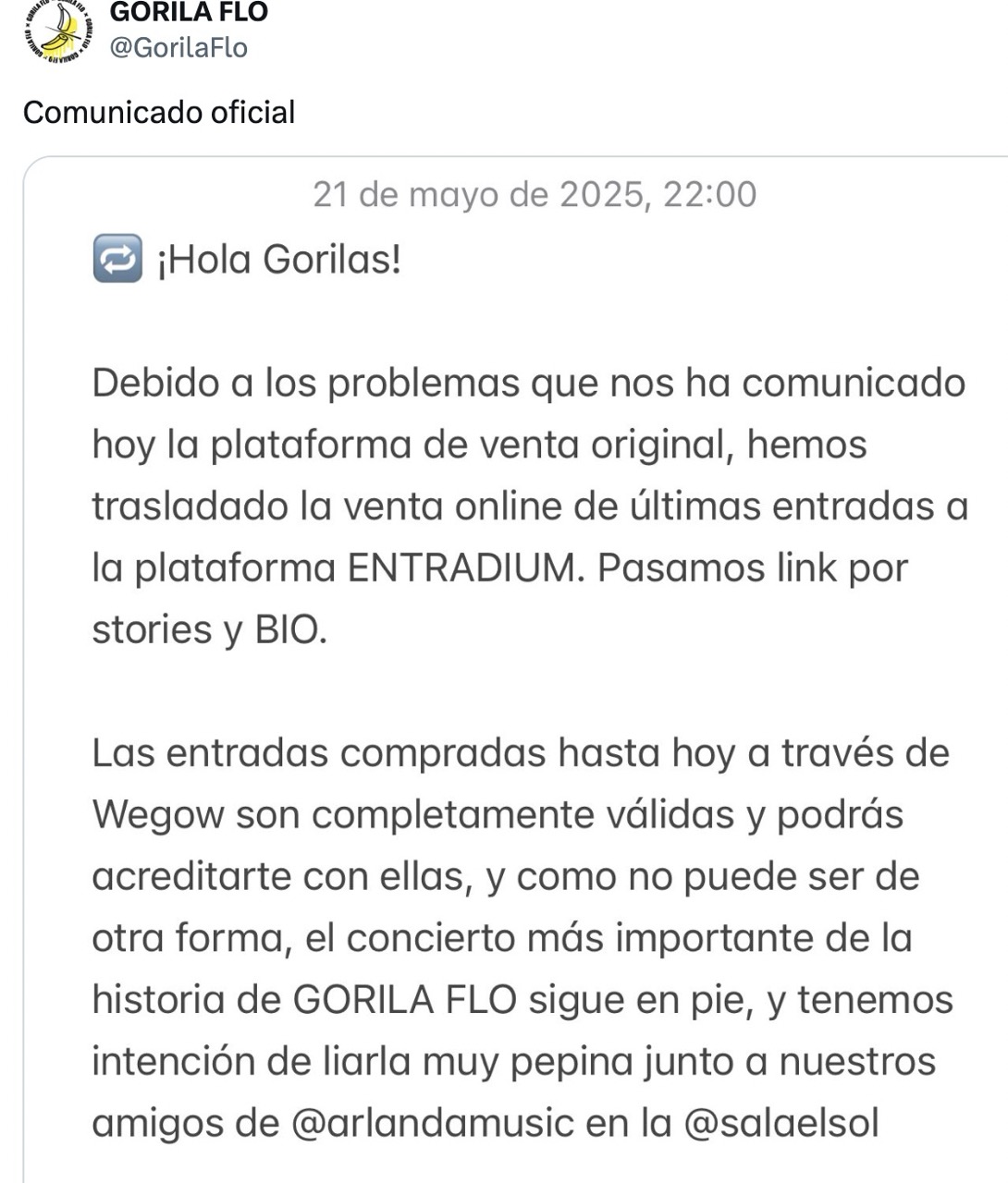 wegow crisis boletos