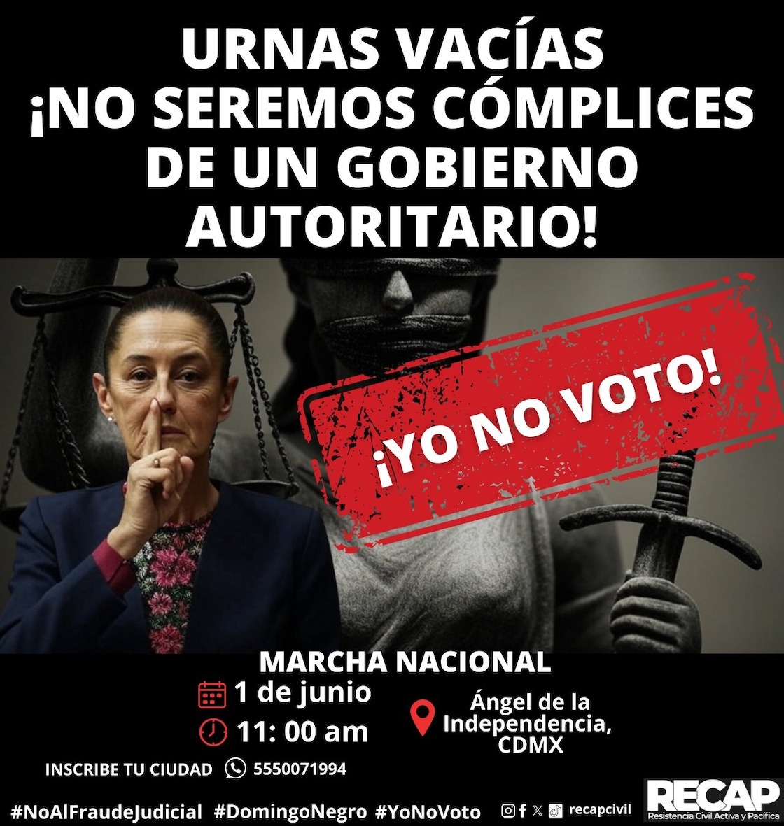 Fecha y hora de la marcha "Domingo negro" contra las Elecciones del Poder Judicial.