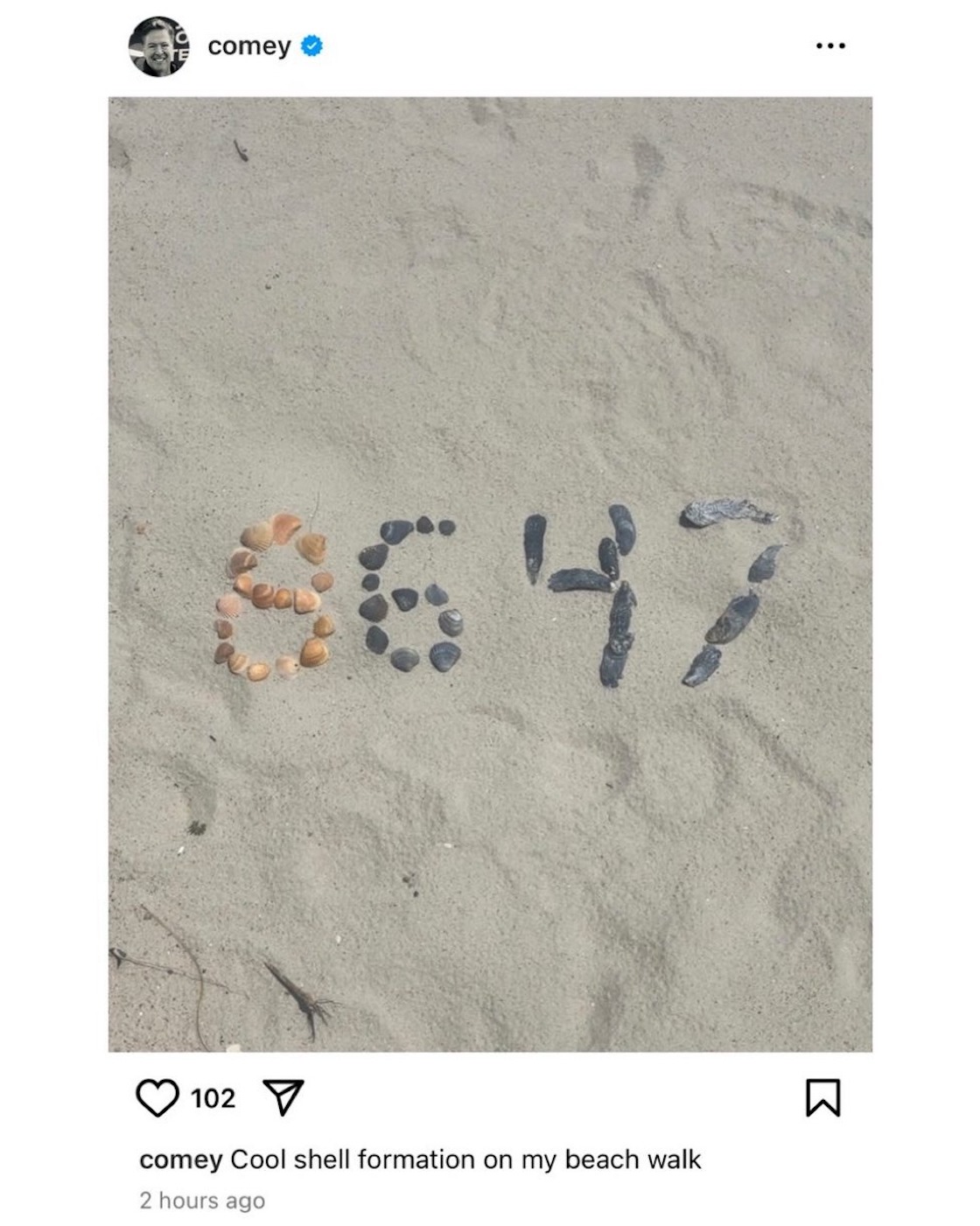 James Comey, exdirector del FBI publica en Instagram el número "8647".