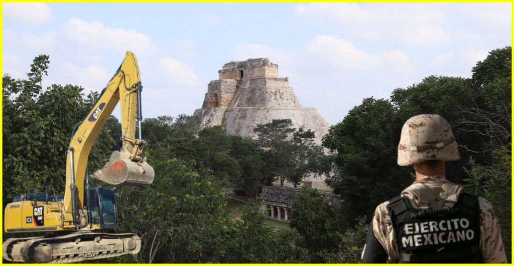 Ejército pidió permiso para construir una casa para trabajadores pero en su lugar hizo un hotel del Tren Maya en Uxmal.