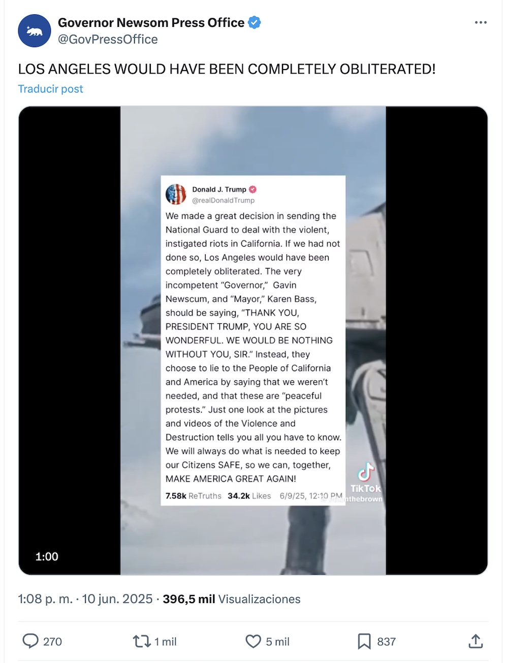 De las protestas migrantes a los stormtroopers: Quién es Gavin Newsom, el gobernador de California que desafía a Trump