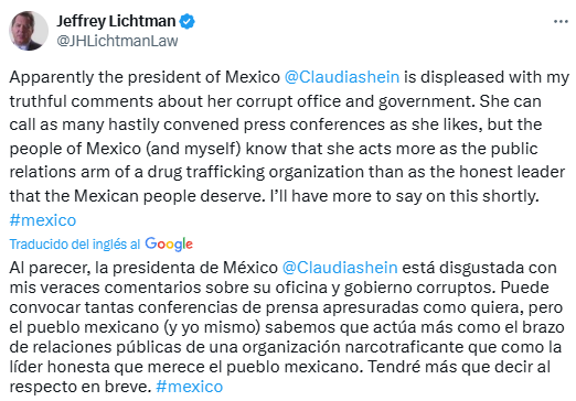 Jeffrey Lichtman vs Sheinbaum: El pleito del abogado de Ovidio con la Presidenta