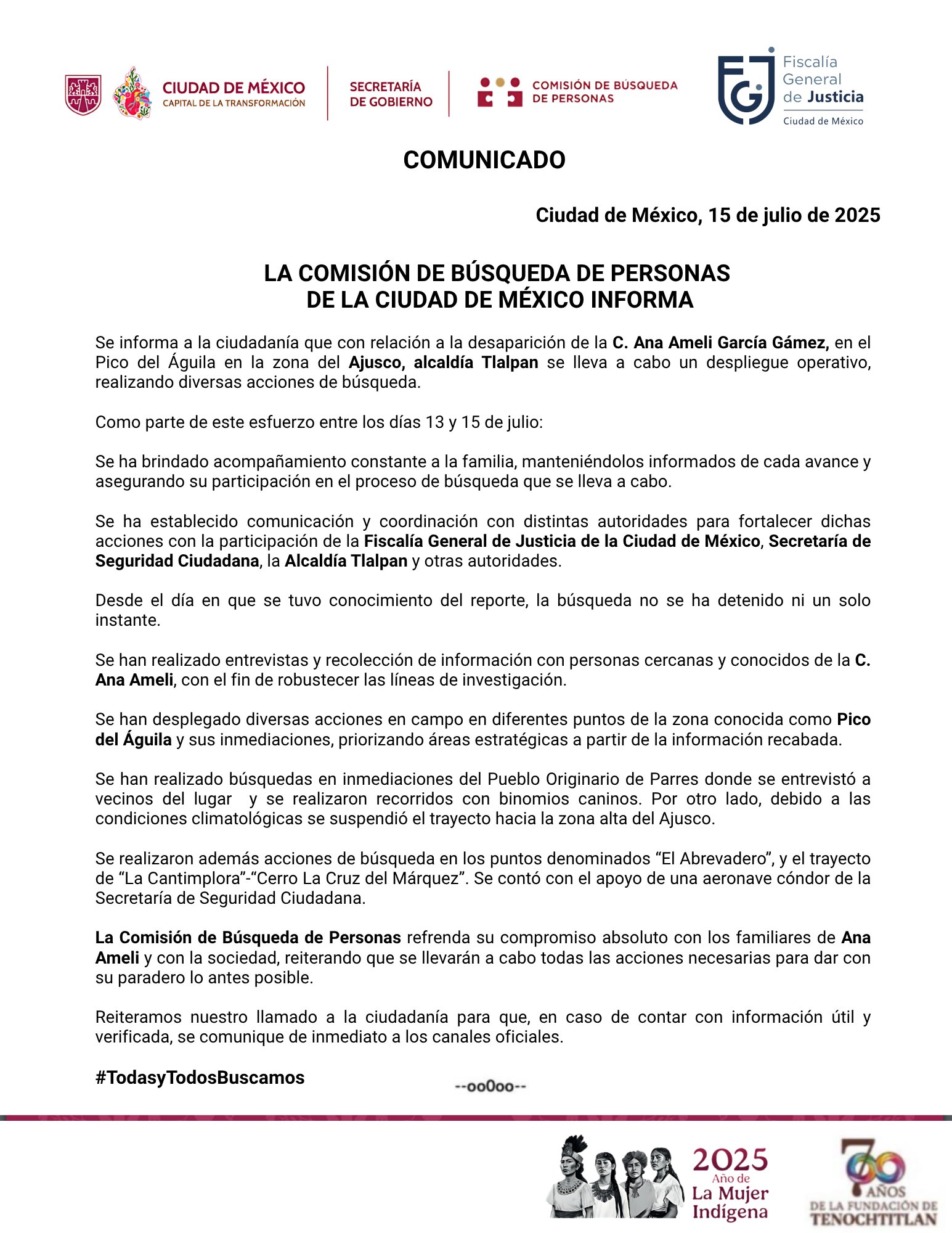 Ana Ameli joven desaparecida en el Ajusco