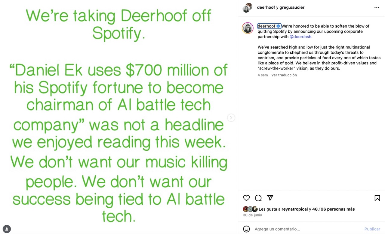 Bandas quitan su música de Spotify esta es la razón