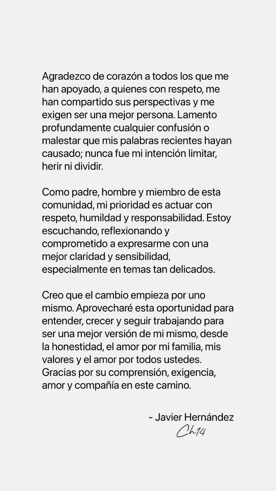 ‘Chicharito’ se disculpa por videos misóginos