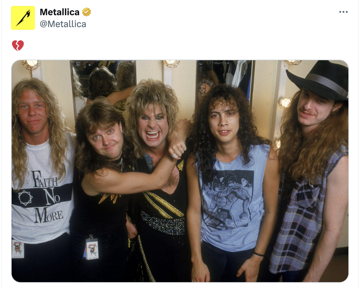 Metallica se despide de Ozzy Osbourne