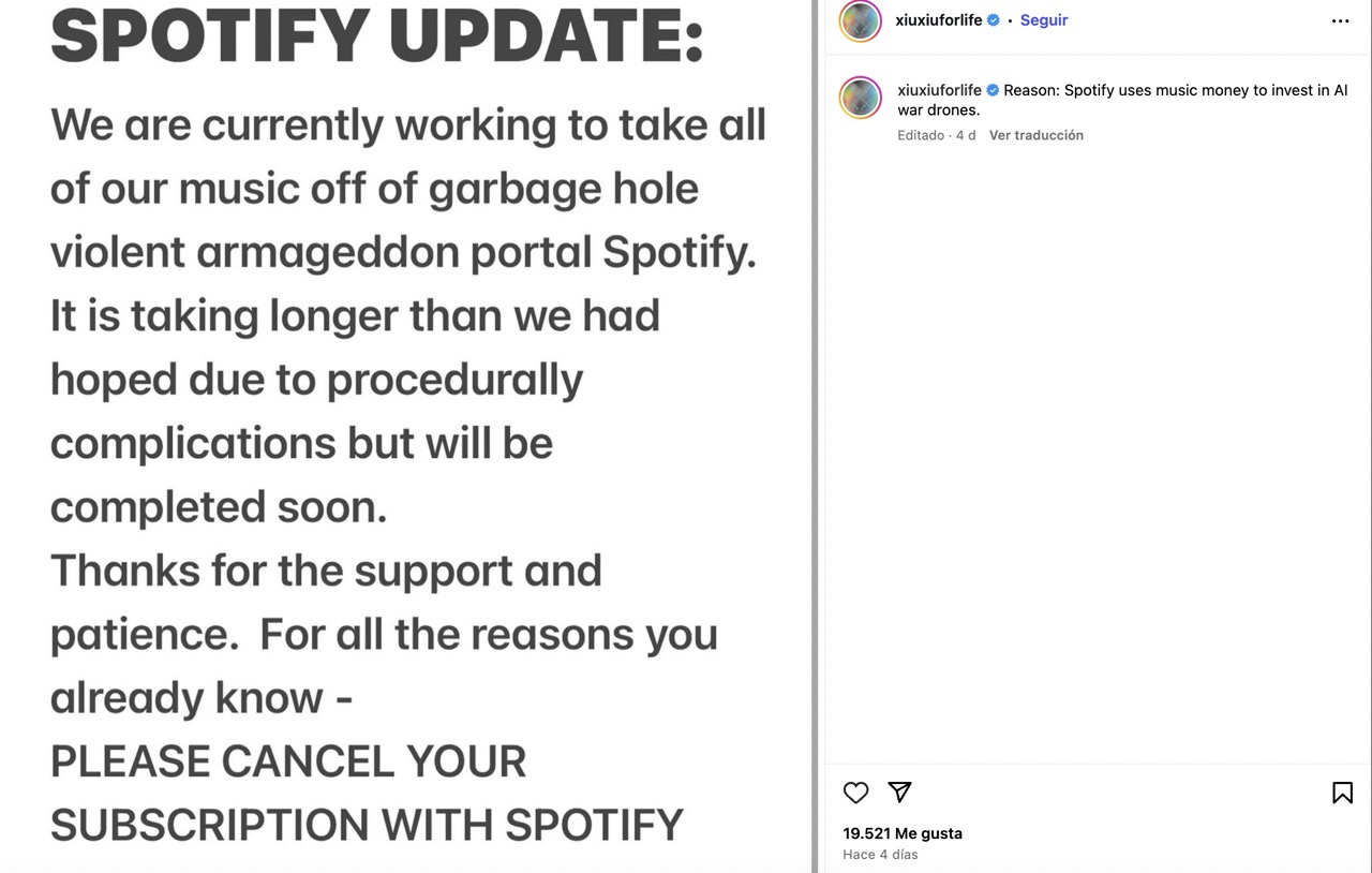 Bandas quitan su música de Spotify esta es la razón