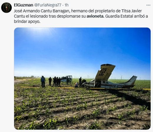 Un muerto y un herido tras desplome de avioneta en Reynosa