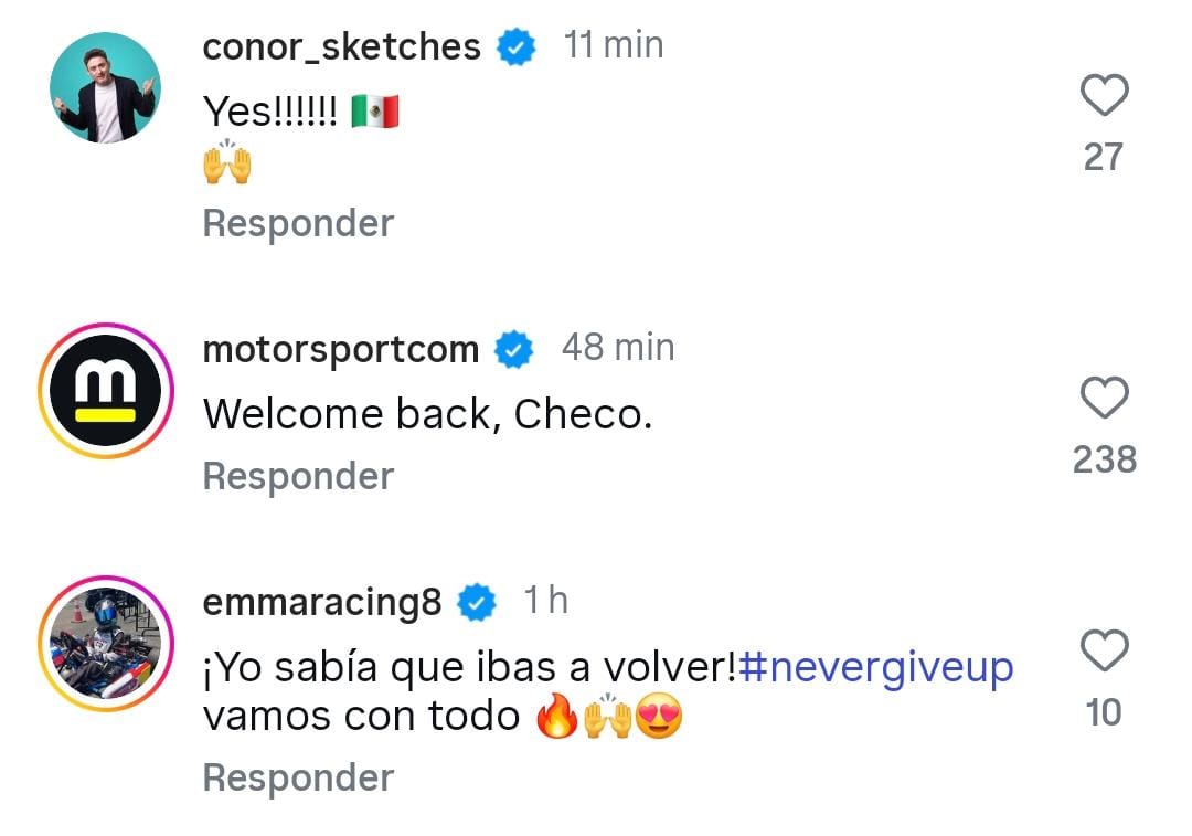 Reacciones al regreso de Checo Pérez a la Fórmula 1