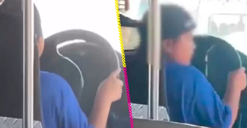 Achis: Graban a niño manejando microbús con pasajeros, en Durango