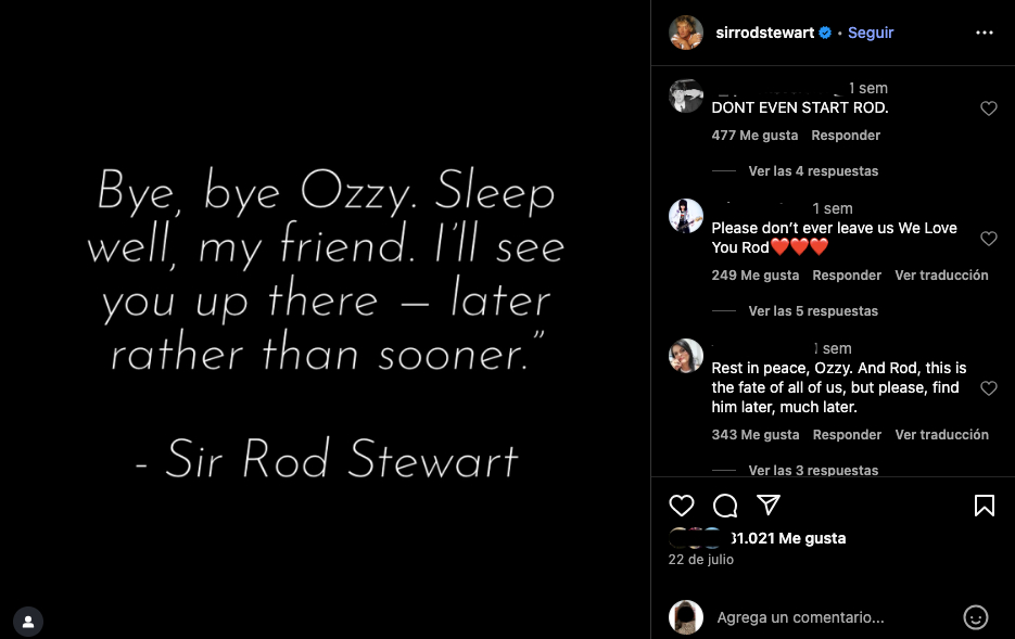Homenajes nivel: Así usa Rod Stewart a la IA para recordar a Ozzy Osbourne