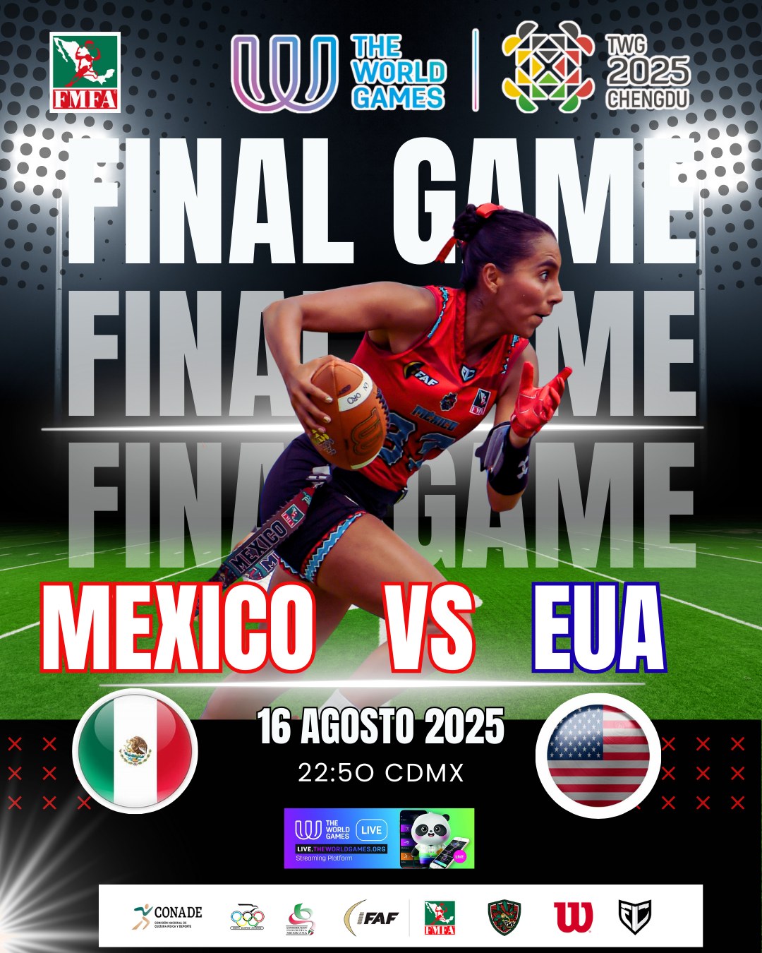 Selección femenil de flag football jugará la final en los World Games