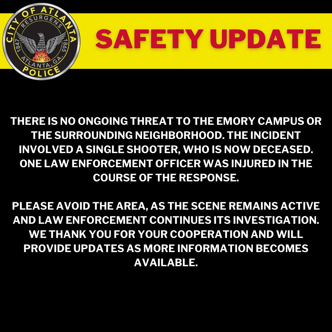 Se registra tiroteo en la Universidad Emory de Atlanta