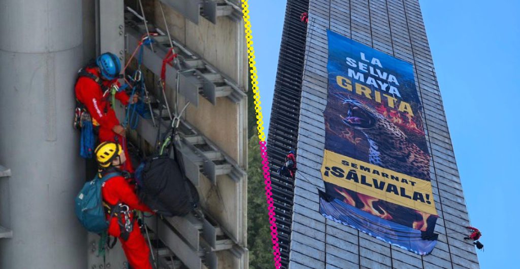 activistas-escalan-estela-luz-exigen-proteccion-selva-maya