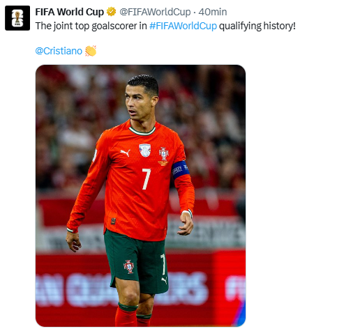 Cristiano Ronaldo, máximo goleador en eliminatorias para el Mundial