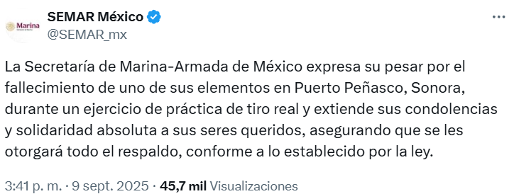 Otro: Muere elemento de la Marina en práctica de tiro