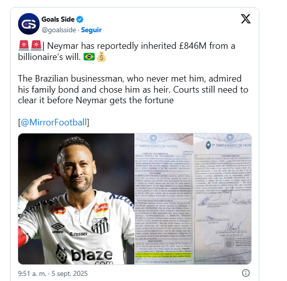¿Qué hay detrás de la supuesta herencia que un millonario le dejó a Neymar?