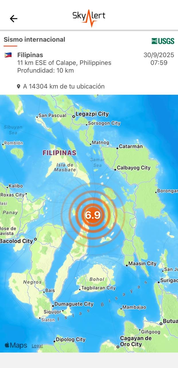 sismo filipinas 6.9