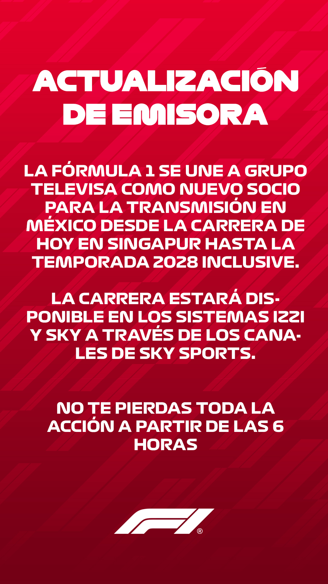 Sky Sports transmitirá la Fórmula 1 en México