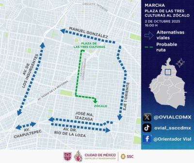 Ruta y calles cerradas por la marcha del 2 de octubre en CDMX