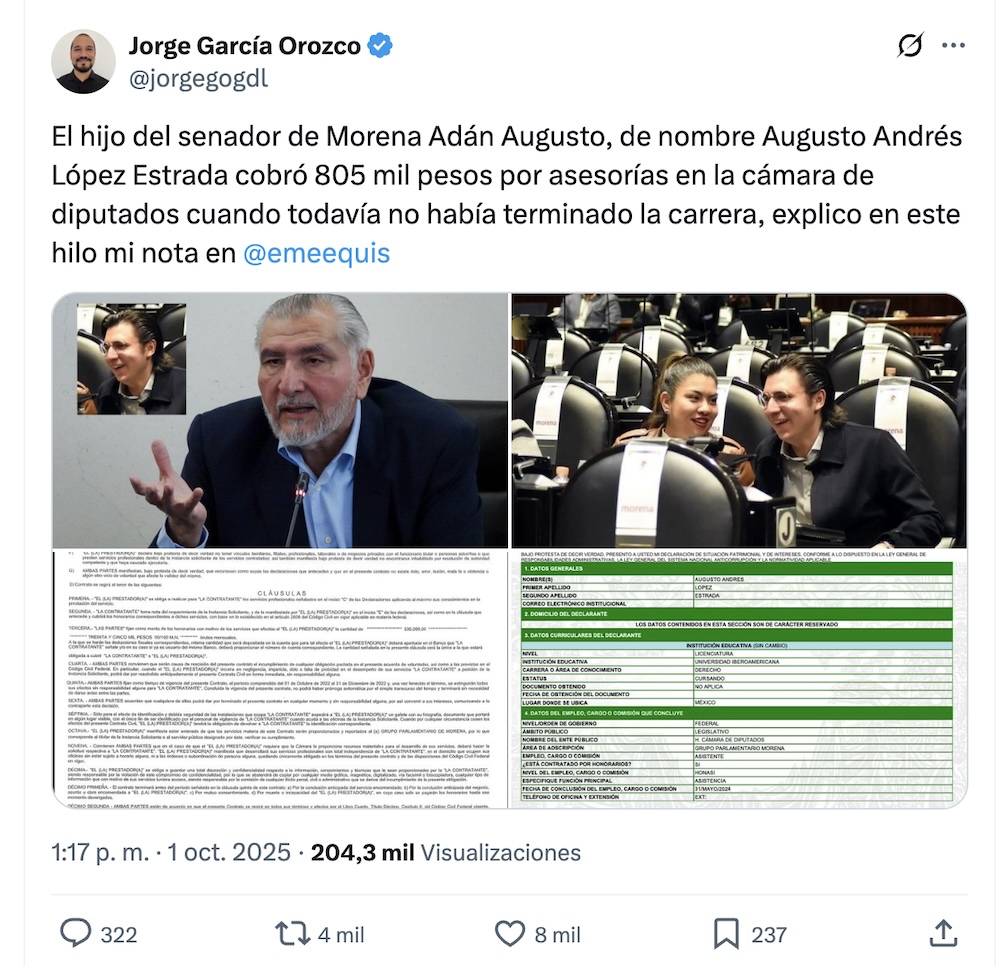 7 casos de corrupción y nepotismo de Adán Augusto López