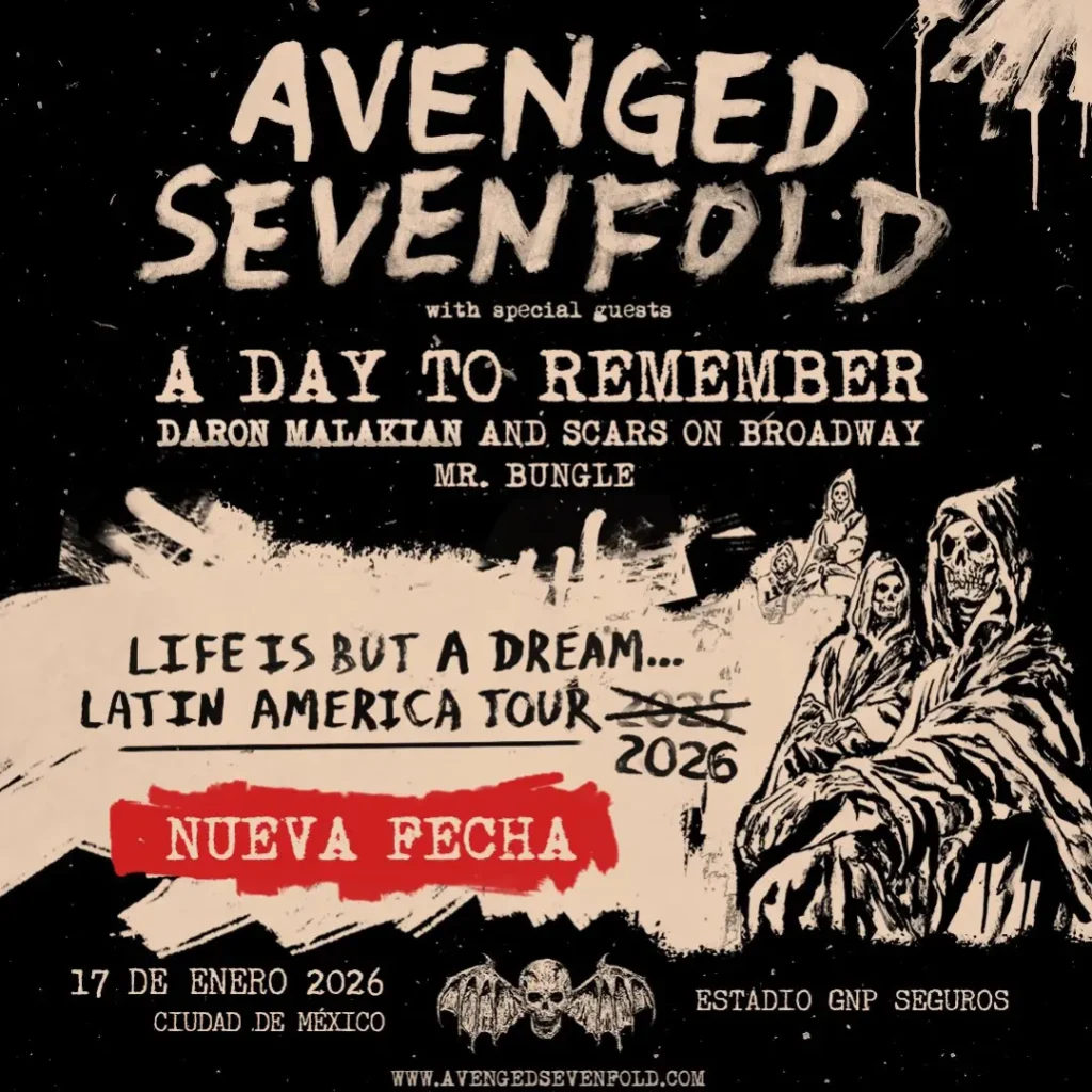 avenged sevenfold cdmx estadio gnp seguros 2026 nueva fecha