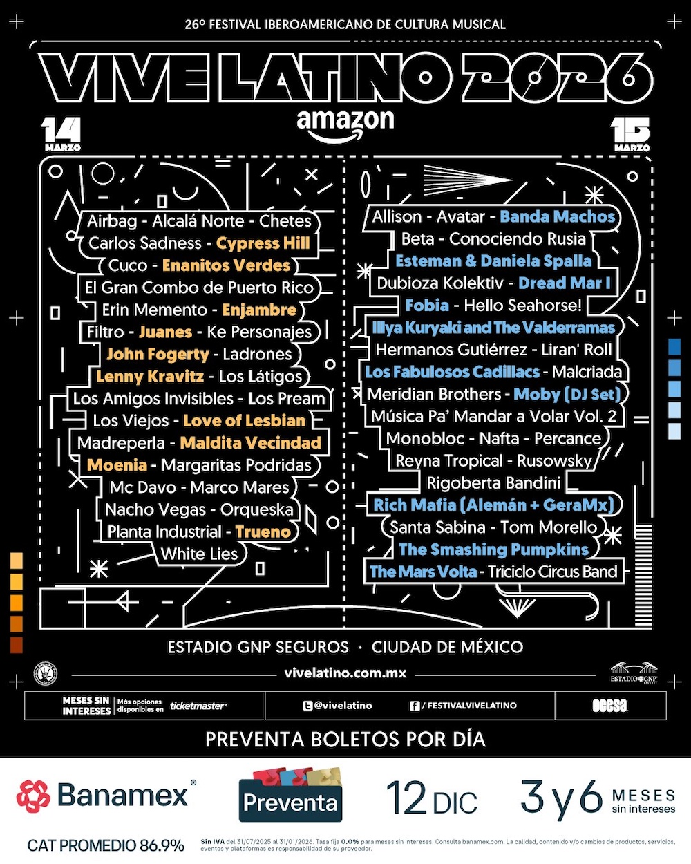 bandas por día vive latino