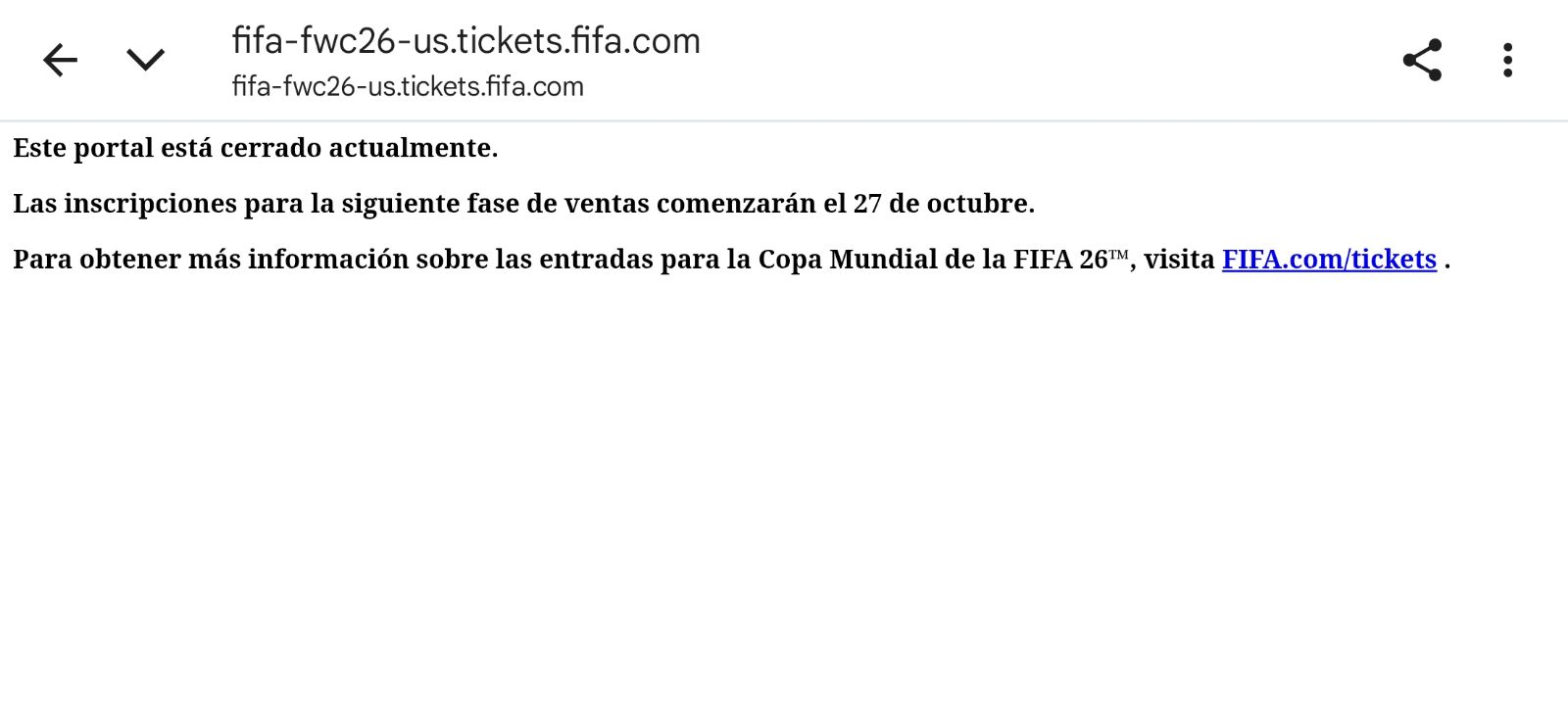 ¿Cuándo inicia la segunda fase de venta de boletos para el Mundial 2026?