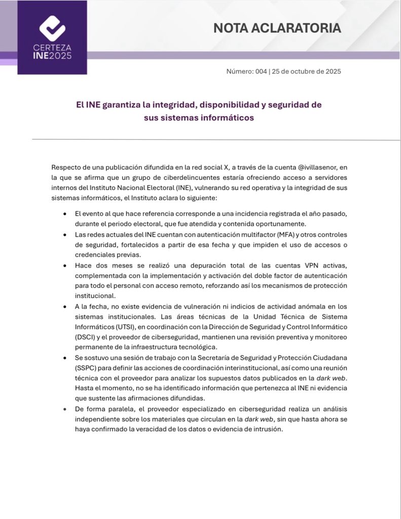 Grupo que robó datos del IMSS también habría hackeado al INE