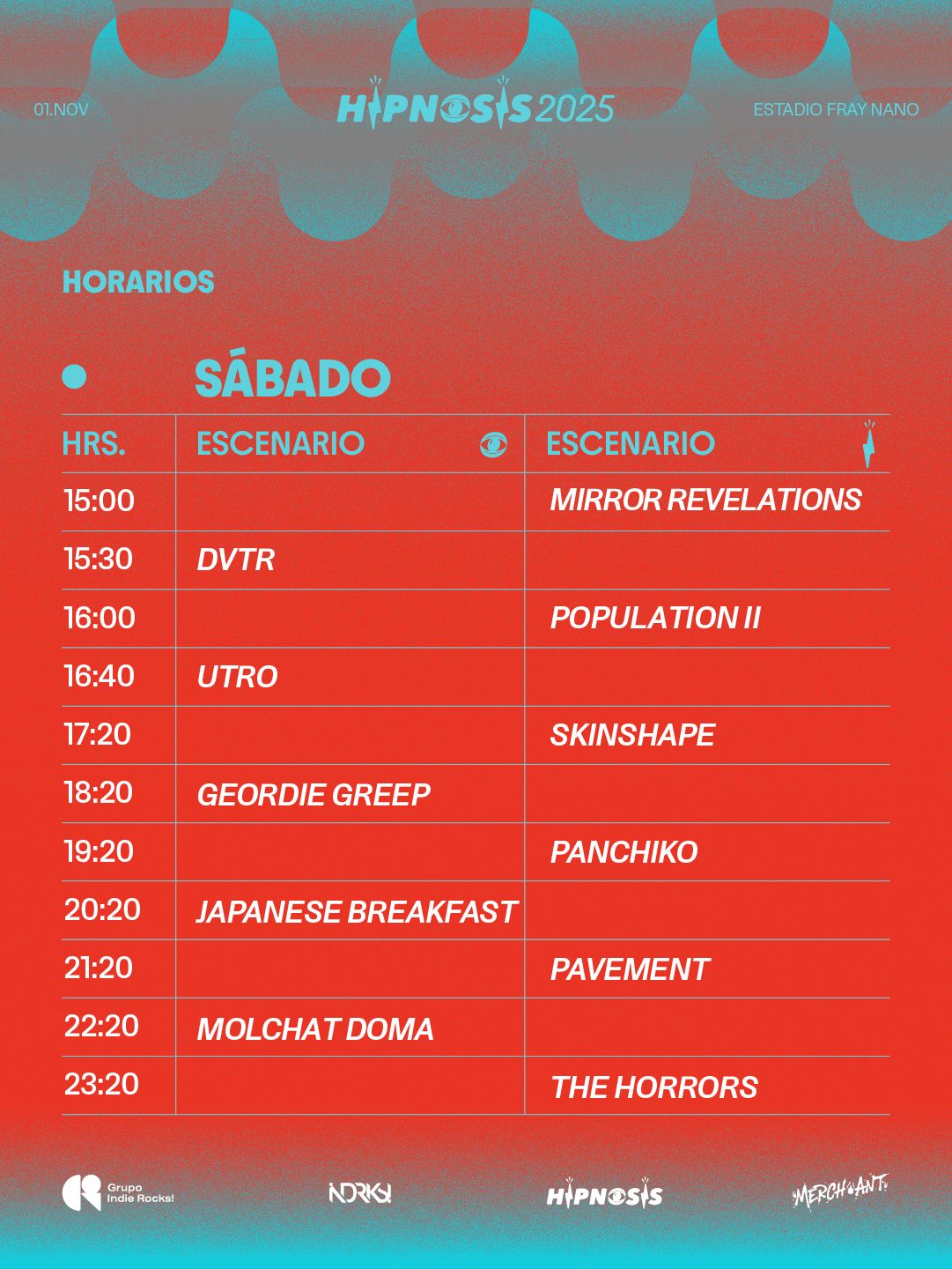 Horarios Hipnosis 2025
