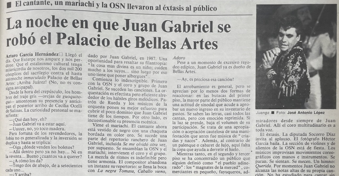 Algo más que música: La historia detrás del primer concierto de Juan Gabriel en Bellas Artes