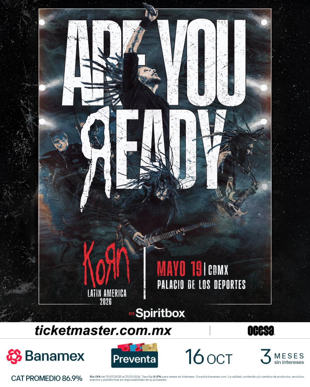 Korn Mexico 2026 Palacio de los Deportes