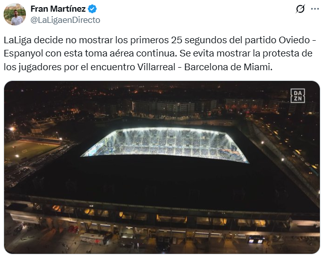 LaLiga censura protesta contra el Barcelona vs Villarreal en Miami