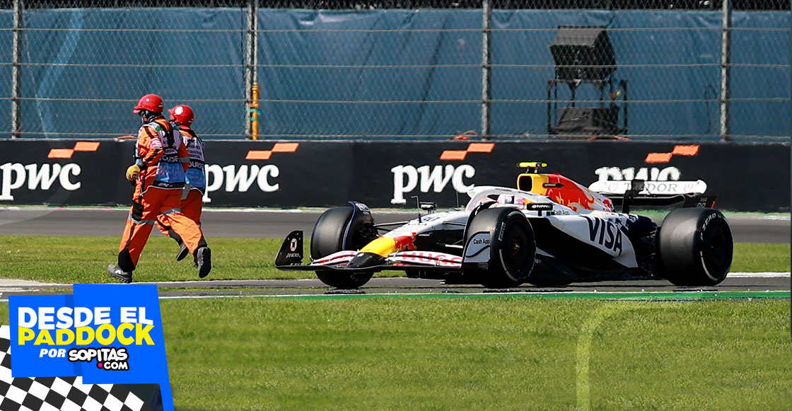 Liam Lawson y los comisarios de pista en el GP de México