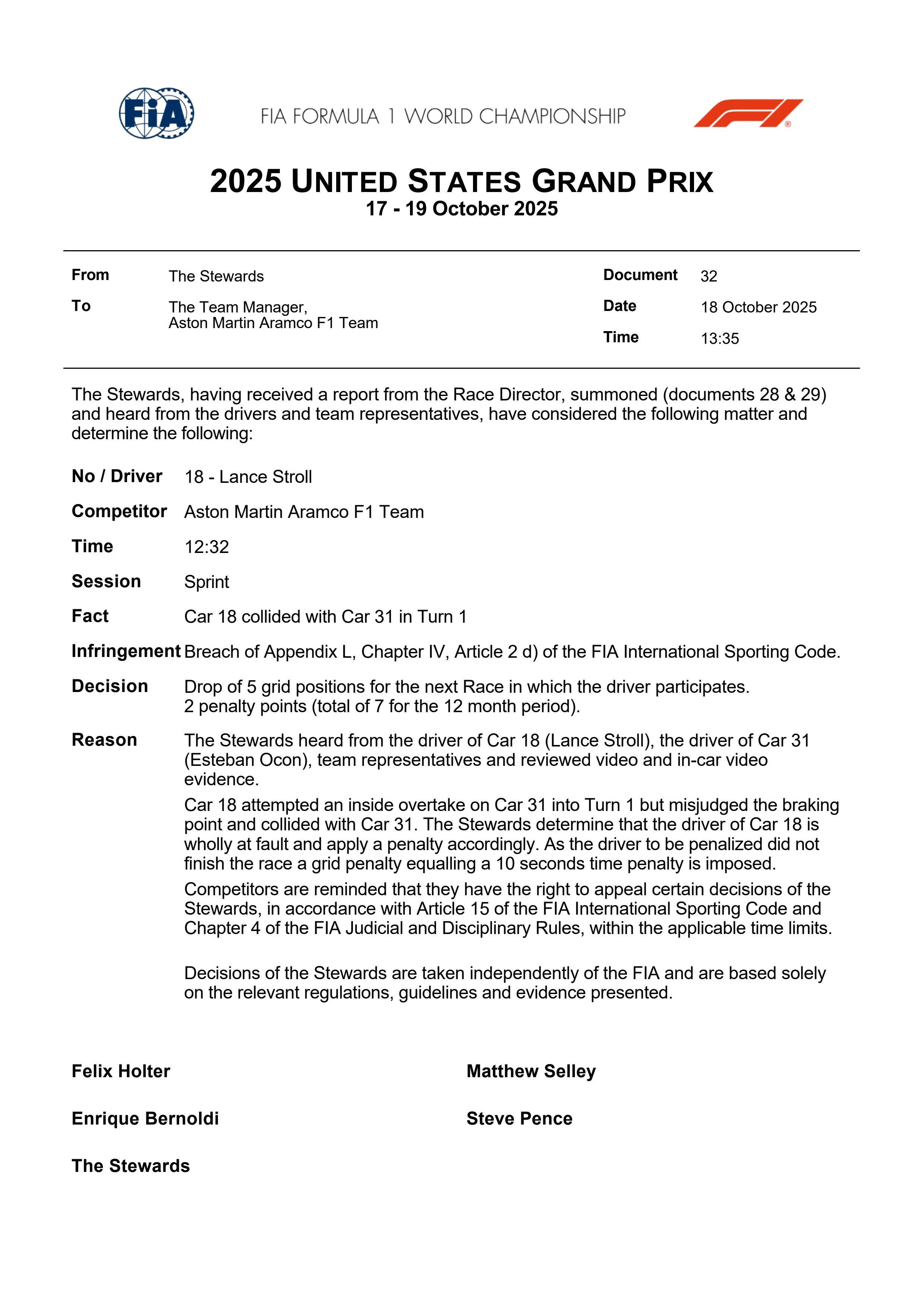Penalización contra Lance Stroll