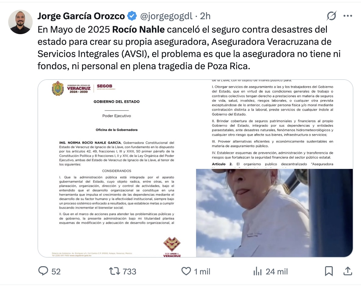 Un seguro contra desastres (sin fondos) en Veracruz por Rocío Nahle 