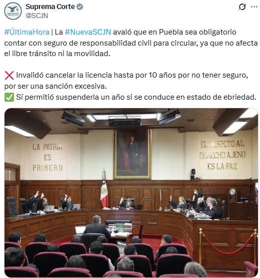 Estados pueden imponer seguro obligatorio a conductores por daños a terceros: SCJN