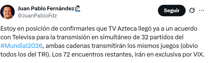 TV Azteca transmitirá el Mundial 2026